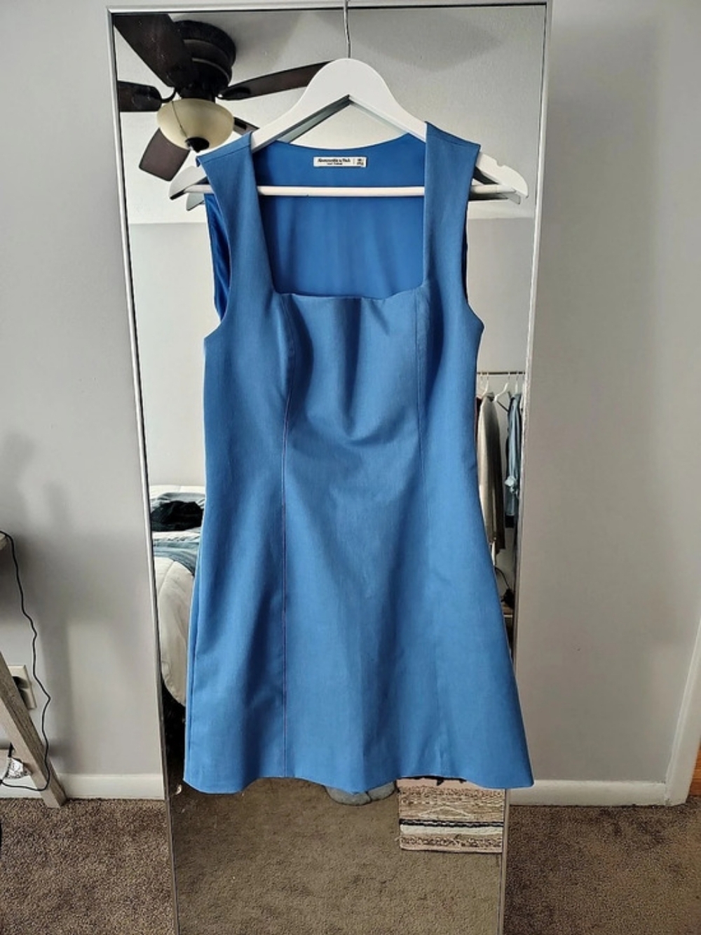 Abercrombie & Fitch A&F Forme Squareneck Mini Dress Blue Medium